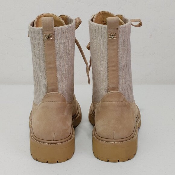 Sam Edelman Lydell Combat Boot Leather Beige Suede Leather / Knit Uppers Size 10 - Picture 6 of 11